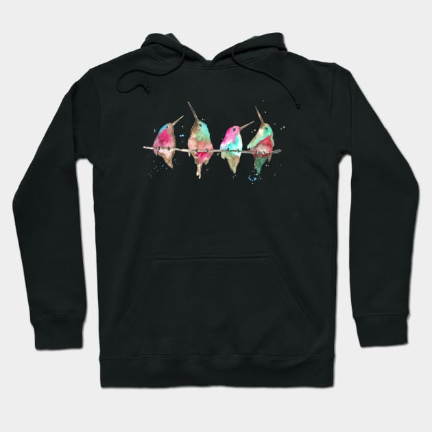 Hummingbirds on branch Hoodie by RosaliArt